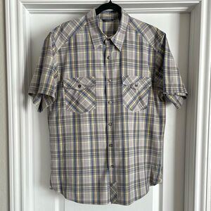 Royal Robbins Regular Fit Plaid Men's Short Sleeve Button Down Shirt Grey Size L